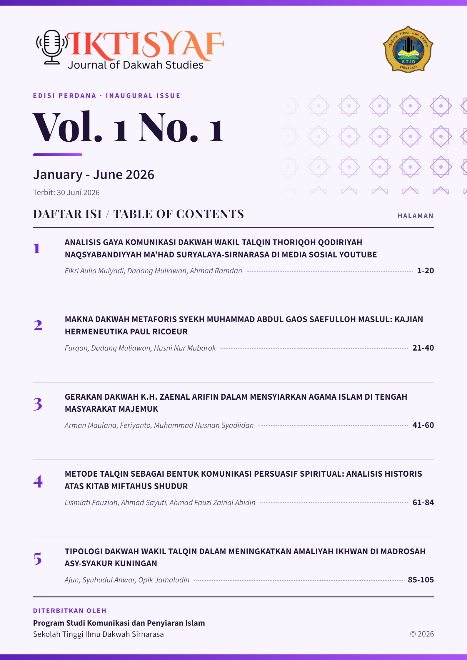 					View Vol. 1 No. 1 (2026): January - June 2026
				